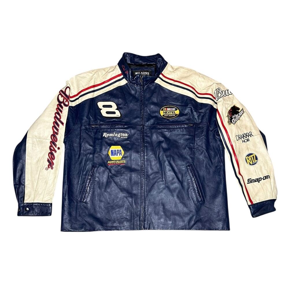 Vintage Nascar Dale Earnhardt Budweiser Racing Leather Jacket